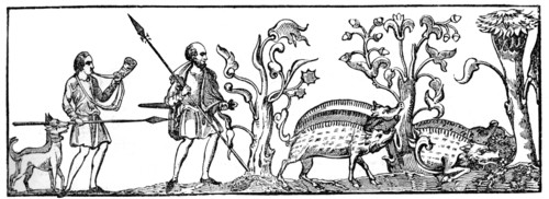 Swine hunting, 9th century, (1833). Artist: Unknown