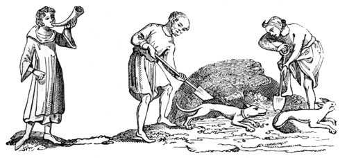 The Unearthing of a Fox, 14th century, (1833). Artist: Unknown