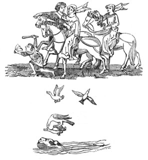 Men and Women in the act of Hawking, 14th century, (1833). Artist: Unknown