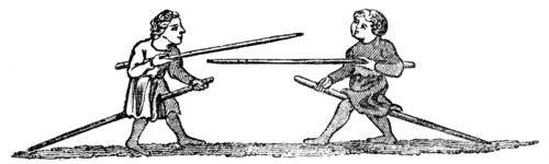 Boys Tilting in Pastime, 14th century, (1833). Artist: Unknown