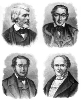 Four social theorists: Carlyle, Owen, Fourier and Proudhon, (1903). Artist: Unknown