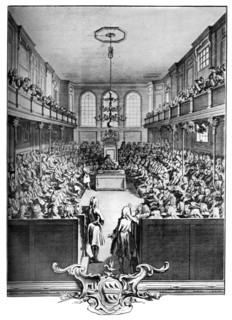 Interior of the House of Commons, Westminster, London, 1742, (c1902-1905).Artist: John Pine