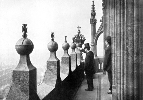 Gallery above the clock face, Big Ben, Palace of Westminster, London, c1905. Artist: Unknown
