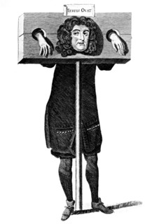 'Testis Ovat', Titus Oates in the pillory, 17th century (c1905). Artist: Unknown