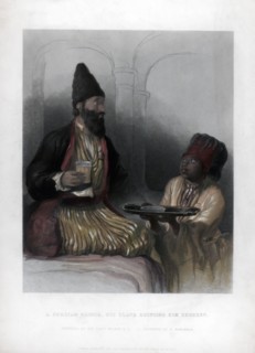 'A Persian Prince, his slave bringing him sherbet', 19th century. Artist: H Robinson