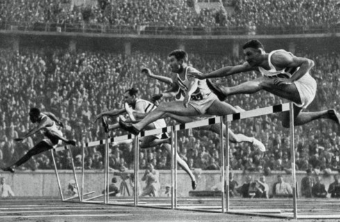 Forrest Towns, American Olympic champion in the 110 metres hurdles, 1936. Artist: Unknown