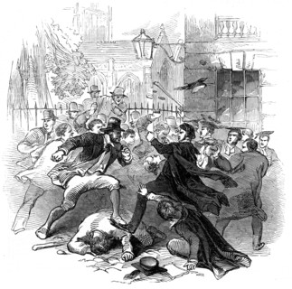 Gown and town row, Oxford, 15th November 1845. Artist: Unknown