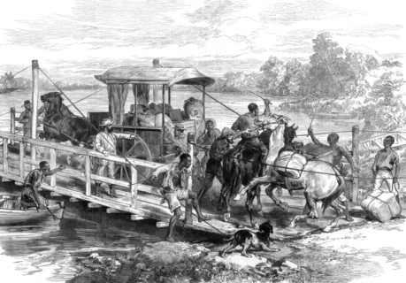 Pontoon over the Vaal River, Klipdrift, South African diamond fields, 1874. Artist: Unknown
