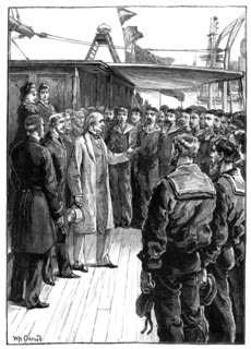 'Mr Gladstone Addressing the Officers and Crew of the Grantully Castle', late 19th century. Artist: Unknown