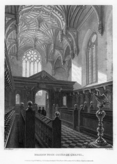 Brazen Nose (Brasenose) College Chapel, Oxford University, 1835.Artist: John Le Keux