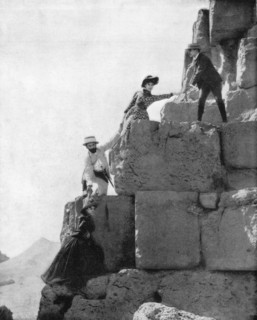 Climbing The Great Pyramid, Egypt, late 19th century. Artist: John L Stoddard