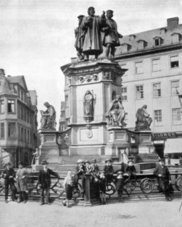 The Gutenberg Monument, Frankfurt, Germany, late 19th century. Artist: John L Stoddard