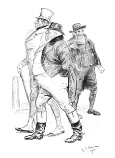 Men in 19th-century dress, 1901.Artist: Charles Edmond Brock