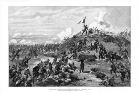 The Attack on the Malakoff', (8th September 1855), 1900.Artist: William Simpson
