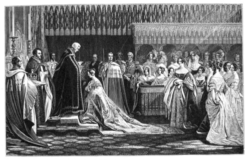 Queen Victoria receiving the Sacrament at her Coronation, 28 June 1838, (1900). Artist: Unknown