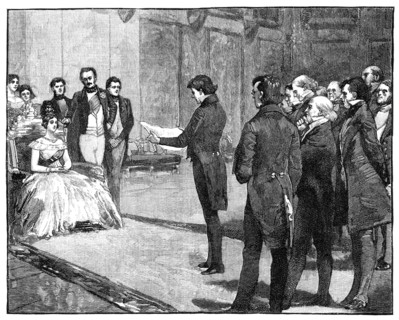 The Deputation, London and Dublin before the Queen, c1840s, (1900). Artist: Unknown