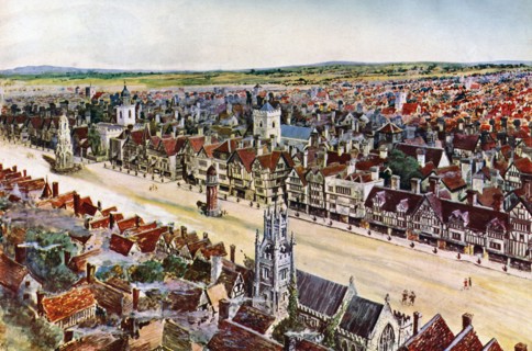 'Old Cheapside, about 1580', (c1900-1920). Artist: Unknown