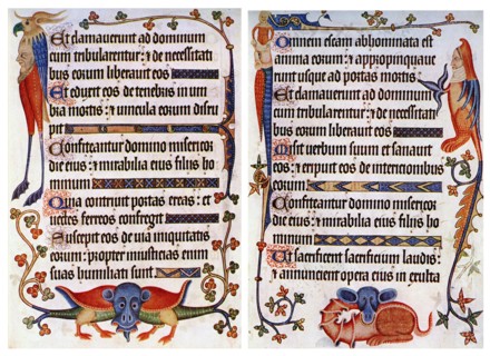 Page of illustrated text from the Luttrell Psalter, c1300-c1340, (c1900-1920). Artist: Unknown
