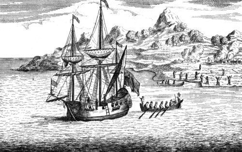 The massacre and burning of two villages at Madagascar, c16th century. Artist: Unknown