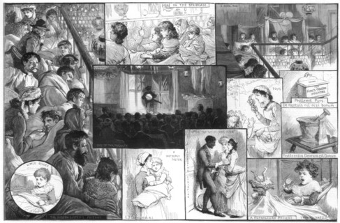 An entertainment at King's College Hospital, 1885.Artist: Charles Joseph Staniland