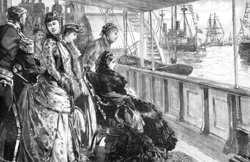 The queen reviewing the fleet at Spithead, Hampshire, late 19th century, (1900). Artist: Unknown