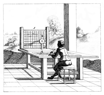 Figure practising perspective drawing, 1639. Artist: Unknown