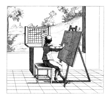 Figure practising perspective drawing, 1639. Artist: Unknown