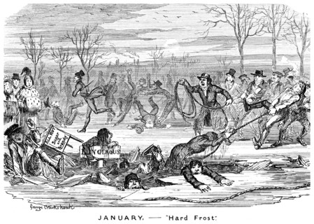 'January - Hard Frost', 19th century.Artist: George Cruikshank