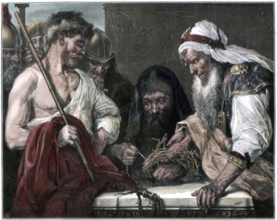 'Plaiting the Crown of Thorns', 1875. Artist: Unknown