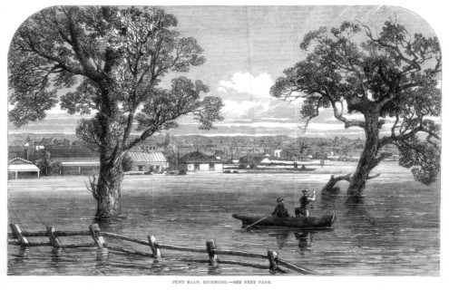 Punt Road, Richmond - Floods at Melbourne, Australia, 1864. Artist: Unknown