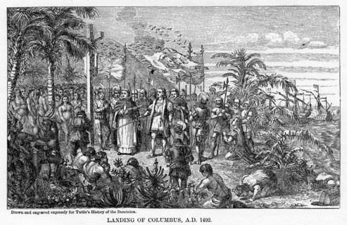'Landing of Columbus, AD 1492', (1877). Artist: Unknown