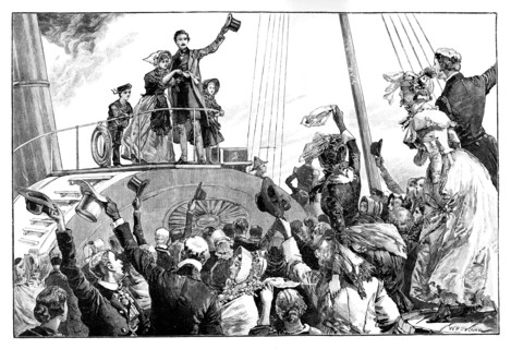 The queen leaving Kingstown, royal visit to Ireland, c1849, (1888).Artist: William Heysham Overend