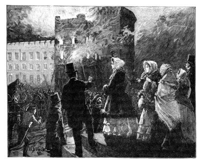 Fire in the Prince of Wales's Tower, Windsor Castle, c1850s, (1888). Artist: William Barnes Wollen