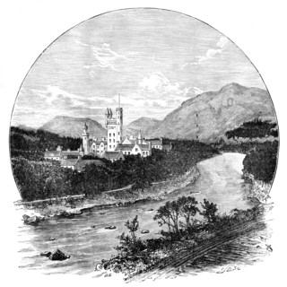 Balmoral Castle and the River Dee, Scotland, c1888. Artist: Unknown