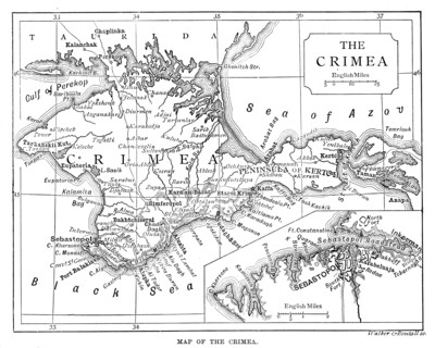 Map of the Crimea, c1888.Artist: Walker & Boutall
