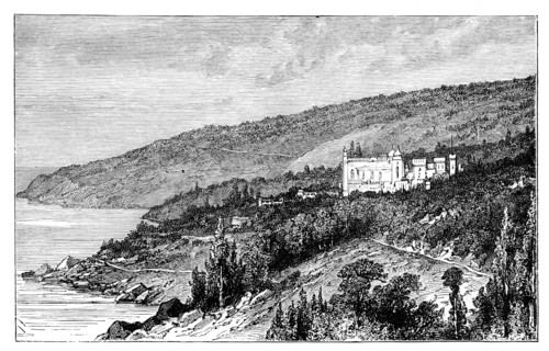 View in the Crimea: the Palace Woronzow, Alupka, Ukraine, c1888. Artist: Unknown