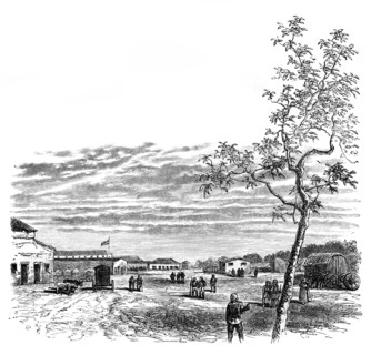 The Barracks at Meerut, India, c1850s, (1888). Artist: Unknown