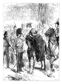 The Queen distributing the Victoria Crosses in Hyde Park, London, c1850s, (c1888). Artist: Unknown