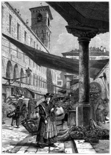 Rialto fruit market, Venice, Italy, 19th century.Artist: Whymper