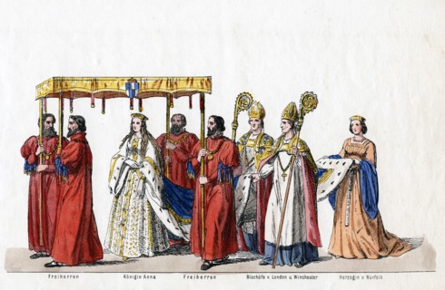 Costume designs for Shakespeare's play, Henry VIII, 19th century.. Artist: Unknown