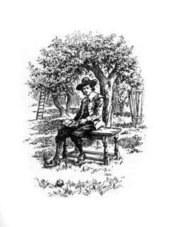 Sir Isaac Newton under the apple tree, (20th century). Artist: Unknown