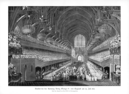 The coronation banquet of George IV at Westminster Hall, London, 19 July 1821 (1900). Artist: Unknown
