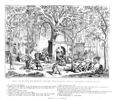 Hindu Fakirs practising their superstitious rites, 19th century. Artist: Bell
