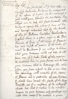 A letter by Oliver Cromwell to Cardinal Mazarin, 4 December 1657, (1899). Artist: Unknown