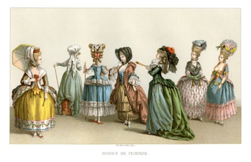 Women's fashions of the 18th century, (1885).Artist: Durin