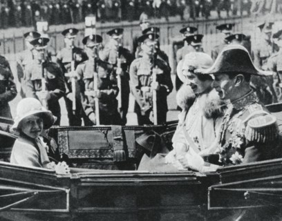 The Duke and Duchess of York leaving St Pauls Cathedral with their daughters, 1935, (1937).  Creator: Unknown.