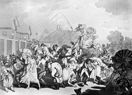 'A Sudden Squall in Hyde Park', c1791.Artist: Thomas Rowlandson