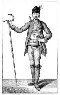 'James Boswell, esq in the dress of an armed Corsican Chief, 1769.'Artist: James Wale