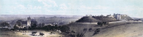 Carisbrooke Castle and village, Isle of Wight, 19th century. Artist: Unknown