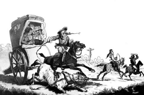 'French Travelling, or the First Stage from Calais', 1792. Artist: F Dukes